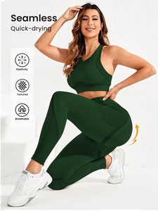 Womens 2 Piece Tracksuit Knit Ventilation Workout Sport Bra and Curved Contour Mesh Lifting <b>Tights</b> Activewear Jogging Pack - Product Image 4