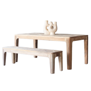 Minimalist Wood Outdoor Dining <b>Table</b> with Bench Set Durable Teak Design for Patio Furniture - Product Image 1