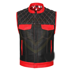 Chaleco de cuero personalizado para motocicleta, informal, de invierno, de cuero auténtico, elegante, para hombre. - Product Image 1