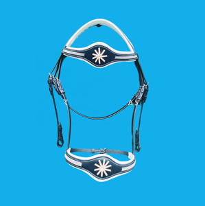 Bride anglaise en cuir noir entièrement rembourrée à la main tressage blanc SS/raccords en laiton bande de sourcils d'entraînement Logo personnalisé équitation - Product Image 1