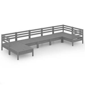 Ensemble de salon de jardin modulaire en pin massif gris, solution de sièges d'extérieur pratique et élégante - Product Image 2