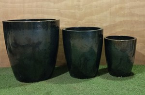 [Jason] Ensemble de 3 pots en céramique carrés arrondis en glaçure turquoise - Poterie vietnamienne - Pots de jardin artisanaux pour l'intérieur et l'extérieur - Product Image 3