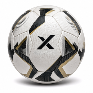 Ballon de football personnalisé X avec contrôle de préhension amélioré |   Blanc Bleu Or |   Logo X |   Fabricant OEM ODM |   Design haut de gamme |   Qualité supérieure - Product Image 1