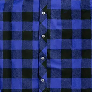 Chemise en flanelle bleu-noir de haute qualité pour homme, en coton, décontractée, à manches longues, boutonnée, col rabattu, style streetwear. - Product Image 5
