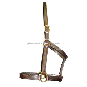 Harnais de cheval en cuir brun de haute qualité avec double couture et attaches en laiton solides et réglables, harnais de course Havana. - Product Image 2