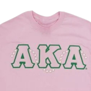 AKA เสื้อยืดลายตัวอักษรสีชมพูประดับตัวอักษรกรีกคอกลมเสื้อยืดลำลองผู้หญิงสีชมพู - Product Image 5