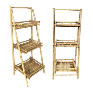 VIETNAM CRAFT Bamboo Framed Outdoor Storage Cabinet Rack with Grass Roof Shelves for Display <b>Bar</b> Shed & Storage - Product Image 2