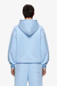 เสื้อฮู้ดดี้สีฟ้าอ่อนแบบเรียบสำหรับผู้ชาย พร้อมโลโก้สั่งทำ และกางเกงวอร์มขายาวเข้าชุด ชุดวอร์มแบบ OEM ODM ขายส่งเสื้อผ้า - Product Image 4