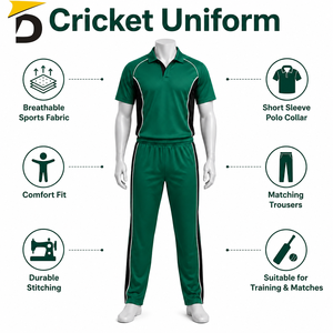 Uniforme de Cricket Ligero de Poliéster con Tela Transpirable y Flexible, Silueta Atlética Cómoda para Entrenamientos y Partidos - Product Image 6