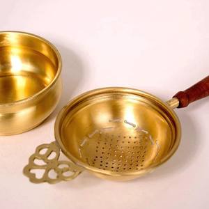 Infuseur à thé en cuivre à mailles fines réutilisable avec poignée pour théière, tasse, maison, cuisine, hôtel, restaurant - Product Image 2