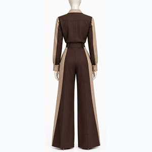 Elegant Design Turn-down Collar Tracksuit High Quality Women New One <b>Wool</b> Blend Suit Set Full Length <b>Pants</b> With Belt Autumn Wear - Product Image 5