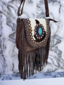 Bolso de Hombro de Cuero Vacuno con Flecos Estilo Bohemio, Novedad 2026, Bolso de Diseño Pequeño y Elegante - Product Image 3