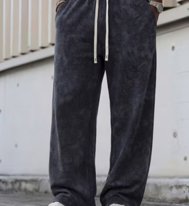Jogging pour hommes style rétro américain, délavé à l'acide, effet usé, streetwear vintage, pantalon de survêtement décontracté - Product Image 1