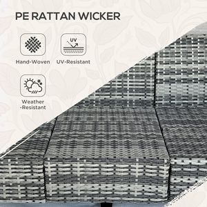 Set di Mobili da Esterno in Rattan Grigio Misto da 5 Pezzi, Divano a Tre Posti, Poltrone e Poggiapiedi per Patio, Ospedali e Impianti Sportivi - Product Image 4