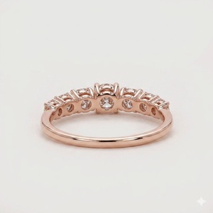 Anillo de Aniversario de Siete Piedras con Corte Redondo, E VS1, 0.53CT, Anillo de Boda de Oro Blanco de 10K, Anillo Apilable con Diamantes Cultivados en Laboratorio, Anillo Graduado - Product Image 5
