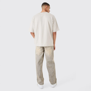 Pantalones vaqueros holgados de pierna ancha para hombre, de mezclilla oscuro lavado, casuales, de color liso, pantalones largos de mezclilla, vaqueros holgados para hombre - Product Image 6