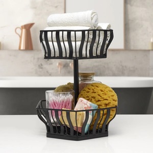 Set Of 2 Black Metal <b>Basket</b> Perfect For Home Kitchen Office Storage Organizer And Modern Durable <b>Wire</b> <b>Basket</b> Wholesale From Indi - Product Image 3