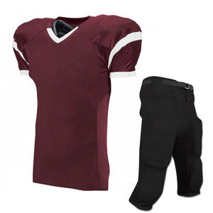 Jersey Rojo de Fútbol Americano para Hombre, Pantalones Negros, Cuello en V, Manga Corta, Poliéster que Absorbe la Humedad, Uniforme Personalizado con Nombre de Equipo - Product Image 6