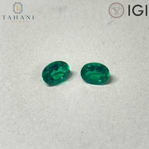 Lab Grown Oval Cut Green Colombian Emerald Gemstones for Jewelry Making IGI Certified Loose 5x7mm-8x10mm Color Play/<b>Fire</b> - Product Image 2