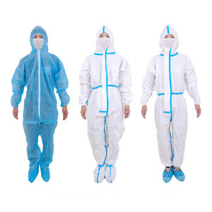 Combinaison de travail unisexe blanche avec bordure bleue, anti-poussière, imperméable, antistatique, résistante aux produits chimiques, respirante - Product Image 1