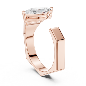 Bague de fiançailles solitaire en or rose avec diamant taille marquise, bijou de mariée élégant - Product Image 2