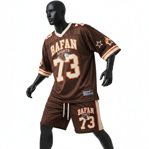 Ensemble maillot et short de football pour homme, 160 GSM, polyester mesh premium, marron crème orange, panneau latéral, logo personnalisé pour ensemble homme - Product Image 1