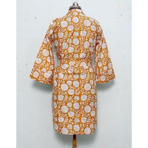 Chemise kimono mi-longue bohème pour femmes indiennes, élégante, en coton, pour dormir, avec ceinture à nouer, boutons décoratifs, style doux, moderne et simple - Product Image 6