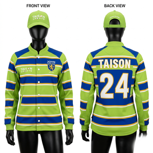 Premium 300 GSM Polyester Spandex Rugby <b>Jacket</b> <b>Pink</b> Navy Panel Design Custom Sublimation Embroidery Logo Athletic Fit - Product Image 4