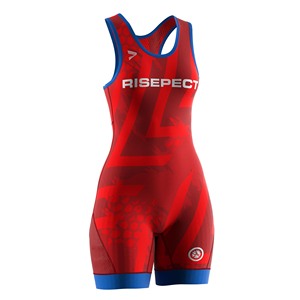 Traje de Lucha Unificado Rojo de Una Pieza para Mujer, Estampado por Sublimación, Spandex, Poliéster Elástico, Ropa de Artes Marciales - Product Image 3