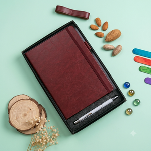 Luxury Red PU Velvet Cover Diary <b>Notebook</b> Metal Pen <b>Set</b> 192 Pages Executive Office Stationery Box Corporate Gift for Employee - Product Image 5