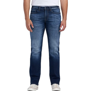 Jeans droits pour homme bleu foncé personnalisés, pantalon en denim classique pour un usage quotidien décontracté, style streetwear et marque privée - Product Image 1