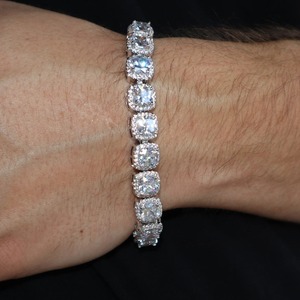 Luxury Round Cut Halo VVS Moissanite Tennis Bracelet <b>Silver</b> Iced Out Bracelet <b>for</b> Women <b>Men</b> Custom Jewelry - Product Image 1