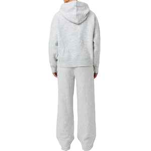 Ensemble survêtement gris à capuche pour femme, manches longues, couleur unie, coupe décontractée, sweat-shirt et pantalon avec poches latérales, tenue d'automne - Product Image 2