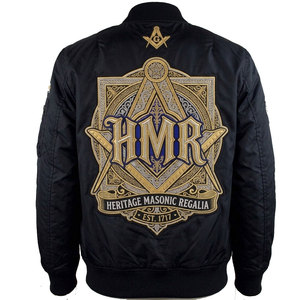 Chaqueta Bomber Masónica Herencia Masónica para Hombre - Chaqueta de Piloto con Parche Masónico Bordado - Product Image 6