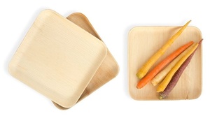 Assiettes carrées compostables en feuille de palmier de 10 pouces, résistantes au congélateur, vaisselle de luxe moderne pour mariages, fêtes, traiteurs et restaurants - Product Image 1