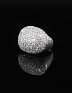 Anillo de Lujo para Hombre, Estilo Hip Hop, con Diamantes Ovalados en Racimo, Totalmente Cubierto de Diamantes, Joyería Exclusiva, Hecho en Plata de Ley 925 o Oro de 10K o 14K - Product Image 1