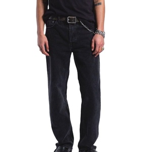 Jean en denim délavé vintage pour homme 2026, taille mi-haute, coupe droite ample, hiver, couleur unie, style Hip Hop, streetwear décontracté, fournisseur OEM ODM - Product Image 1