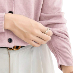 Cardigan en cachemire rose mélangé pour femme, col rond, boutons sur le devant, manches longues, cardigan court tricoté pour le printemps, l'automne et l'hiver - Product Image 6