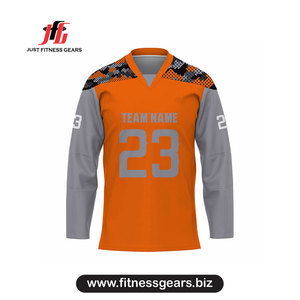 Maillot de football sublimé à manches longues et col en V pour homme, orange, en polyester anti-humidité, nom d'équipe personnalisé 23 - Product Image 1