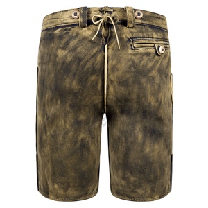 Lederhosen กางเกงขาสั้นหนังสีน้ำตาลเข้มกางเกงขาสั้นเอวยางยืดเข้ารูปเข้ารูปเป็นมิตรกับสิ่งแวดล้อมป้องกันริ้วรอย lederhosen ดีไซน์หรูหรา - Product Image 4