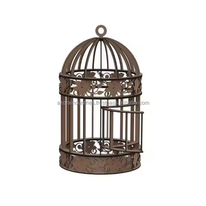 Jaula de pájaros de alambre de Metal con gancho colgante y soporte de Metal hecho a mano de alta calidad decorativa forma redonda jaula de pájaros de Metal decoración de jardín - Product Image 1