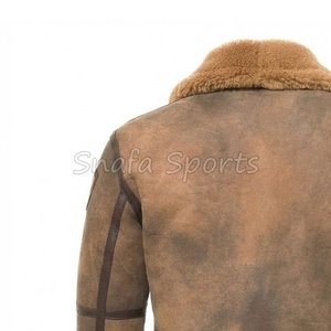 Men <b>Sheepskin</b> Leather <b>Jacket</b> Real Sherpa Style Winter Leather Fashion Shearling <b>Jacket</b> For Boys New Brown Design - Product Image 6
