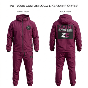 ZAINI Premium 300 Grammes – Survêtement Coupe-Vent Respirant en Polyester/Nylon Tricoté pour Homme – Hiver, à Capuche, Bleu Noir, Thermocollé - Product Image 1