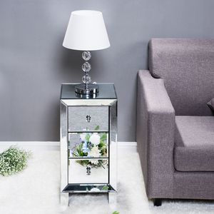Comodino Contemporaneo a 3 Cassetti con Specchio, Luce LED e Ricarica Wireless - Tavolino per Appartamenti - Product Image 6