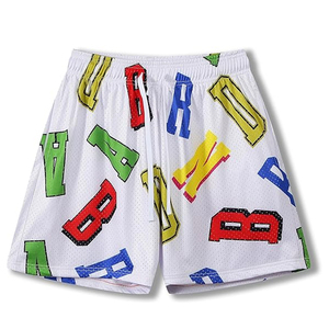 2024 Men's Sports Beach <b>Pants</b> Casual American Fitness Running Basketball Shorts Heavyweight <b>Mesh</b> Drawstring Elastic Waist Canvas - Product Image 1