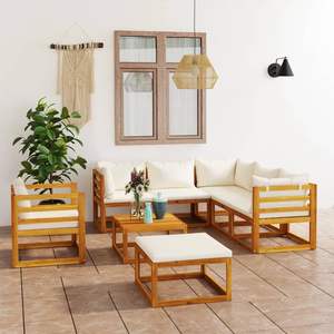 Set da 8 pezzi in legno di Acacia massello con cuscini per giardino - Product Image 1