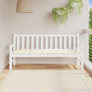 Cuscino per Panchina da Esterno in Tessuto Oxford Bianco Crema, 100% Poliestere, Cuscini da Giardino - Product Image 1