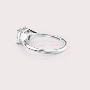 IGI Certified Cushion Cut Lab Created Diamond Engagement <b>Ring</b> 9K Rose / White & Yellow Gold Pavé Accent <b>Ring</b> - Product Image 4
