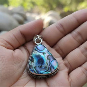 <b>Abalone</b> <b>Shell</b> Silver Plated Fine Jewelry Pendants & Charms Elegant Unique Bezel Gemstone Necklace Perfect Wedding & Party Gift - Product Image 1