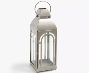 Classic Stylish Metal & Glass Cylindrical shape Lyhty Decor <b>Lantern</b> made of durable metal for indoor & outdoor in <b>Silver</b> Finish - Product Image 6